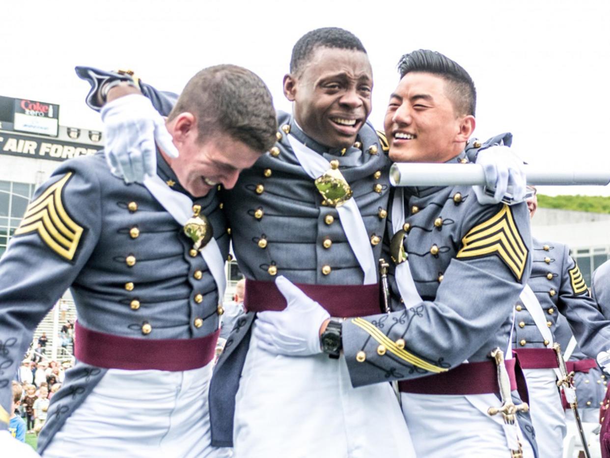 Newly commissioned 2nd Lt. Alix Schoelcher Idrache, became the Maryland Army National Guard's first West Point graduate: Sgt Ryan Noyes, US Army