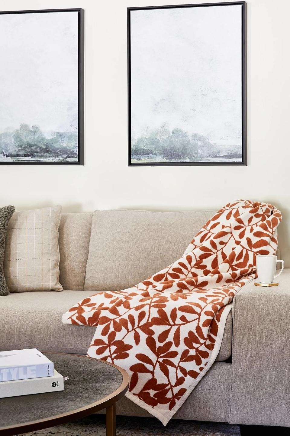 8) Fall Floral Rust Blanket