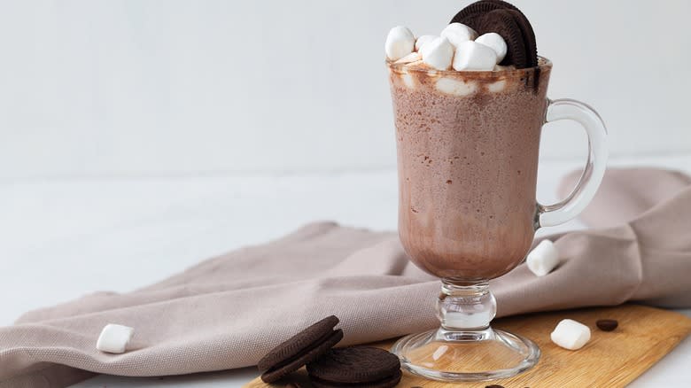 Frozen hot chocolate with toppings