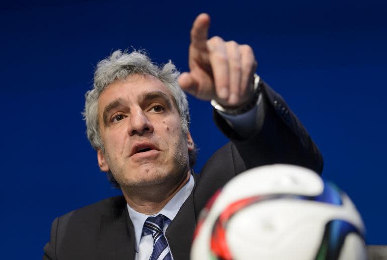 FIFA spokesman Walter De Gregorio gives a press conference at FIFA headquarters in Zurich