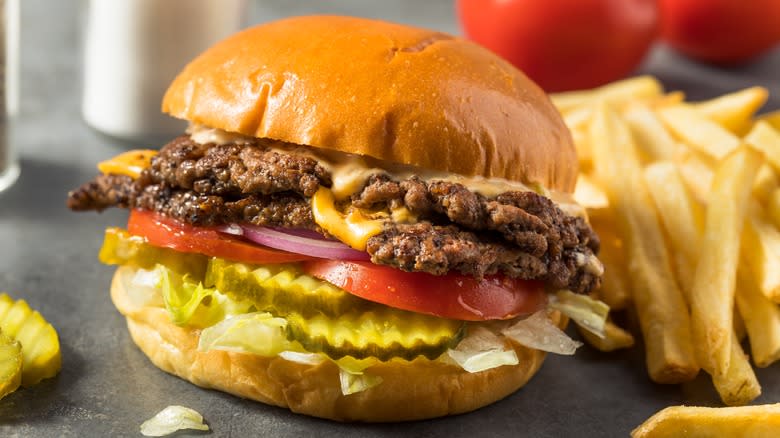 smash burger and french fries