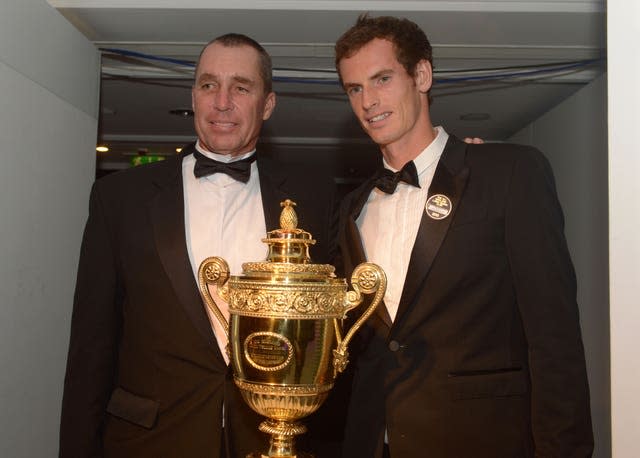 Andy Murray, right, with coach Ivan Lendl at the Champions Dinner 