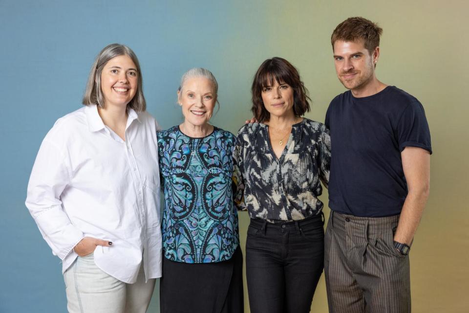 Chelsea McMullan, Karen Kain, Neve Campbell and Sean O'Neil stand side by side and smile.