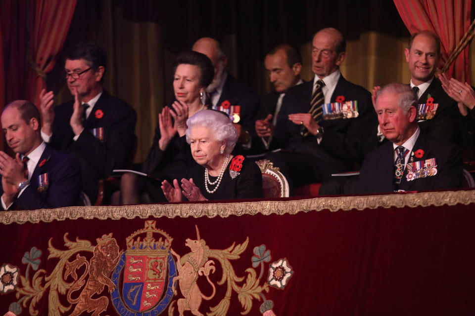 The Queen and members of the Royal Family at the Festival of Remembrance (Getty)