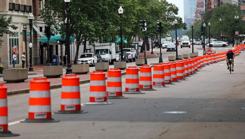 Temporary covid bike lanes in boston