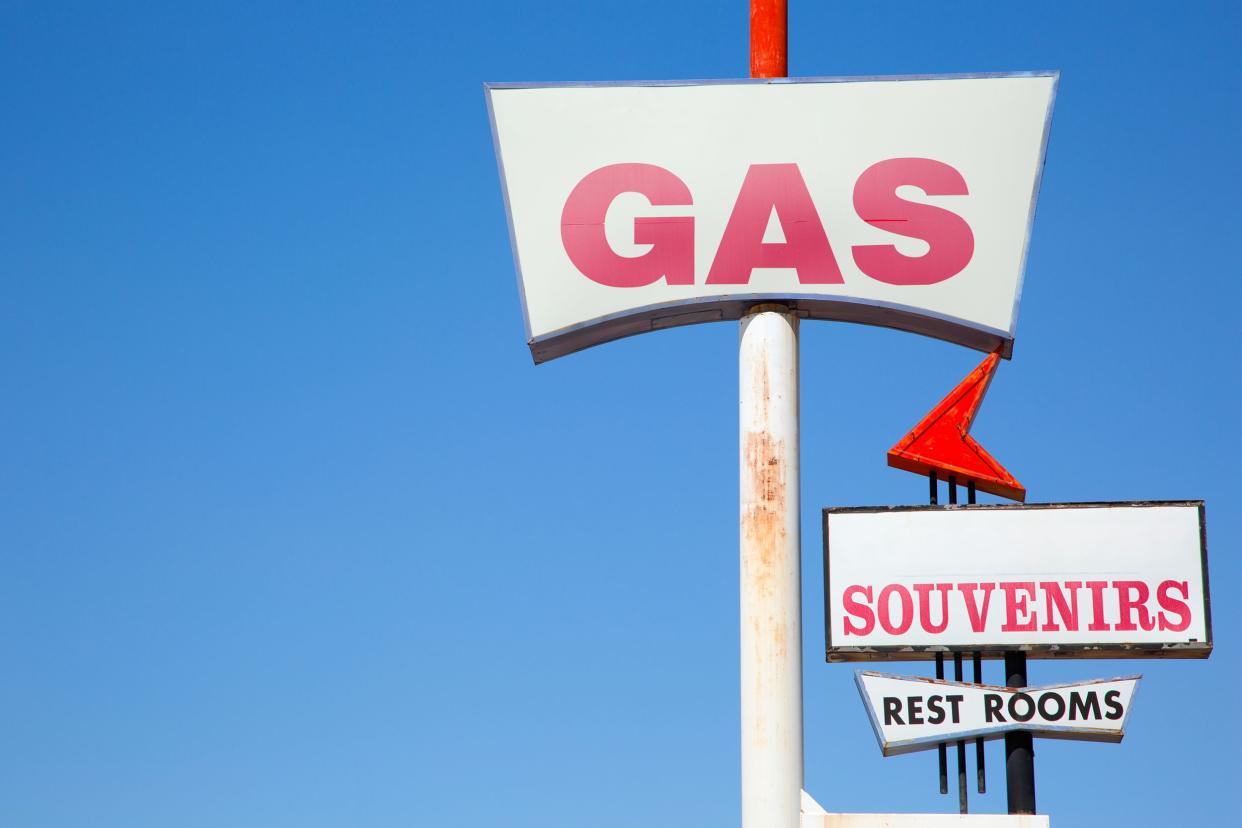 Gas station and souvenir sign