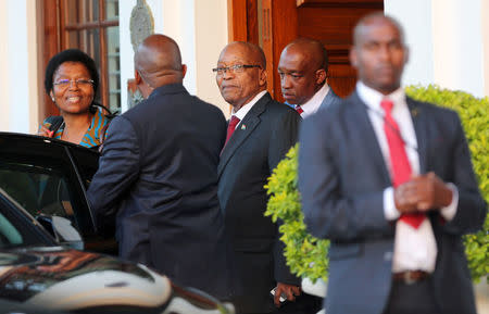 President Jacob Zuma leaves Tuynhuys, the office of the Presidency at Parliament in Cape Town, South Africa, February 7, 2018. REUTERS/Sumaya Hisham