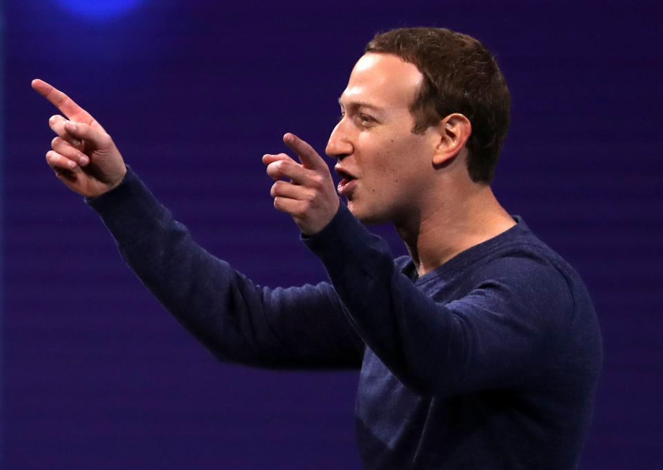 SAN JOSE, CA - MAY 01:  Facebook CEO Mark Zuckerberg speaks during the F8 Facebook Developers conference on May 1, 2018 in San Jose, California. Facebook CEO Mark Zuckerberg delivered the opening keynote to the FB Developer conference that runs through May 2.  (Photo by Justin Sullivan/Getty Images)