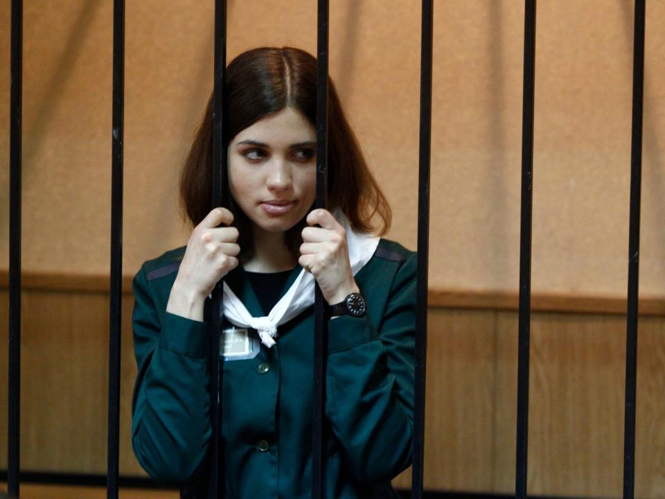 Nadya Tolokonnikova behind bars.