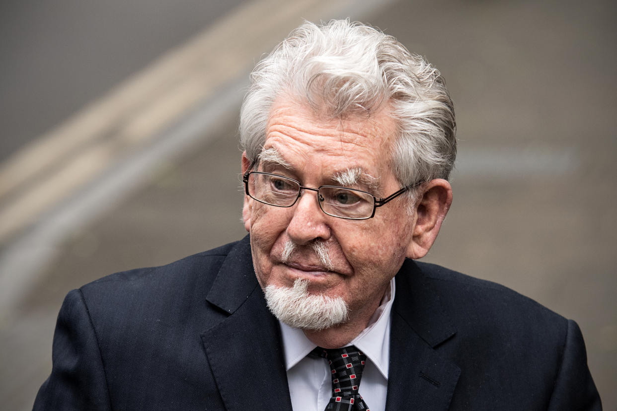 LONDON, ENGLAND - MAY 22:  Former television entertainer Rolf Harris arrives at Southwark Crown Court on May 22, 2017 in London, England. Convicted sex offender, Mr Harris, is currently on trial on four counts of alleged indecent assault against three teenagers between 1971 and 1983.  (Photo by Carl Court/Getty Images)