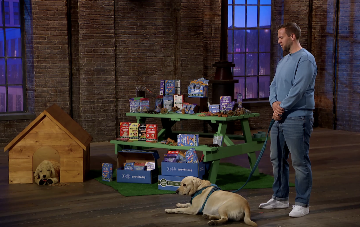 Entrepreneur Richard Marles with his dog Penny in Dragons' Den