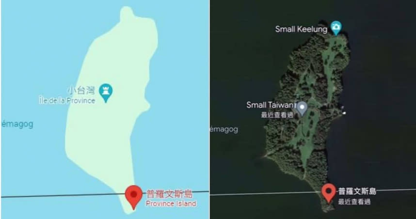 平行世界的台灣，正是位在美加邊界的普羅文斯島。（圖／翻攝自Google Maps）