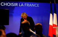 Marine Le Pen, French National Front (FN) political party candidate for French 2017 presidential election, concedes defeat at the Chalet du Lac in the Bois de Vincennes in Paris after her defeat in the second round of 2017 French presidential election, France, May 7, 2017. REUTERS/Pascal Rossignol