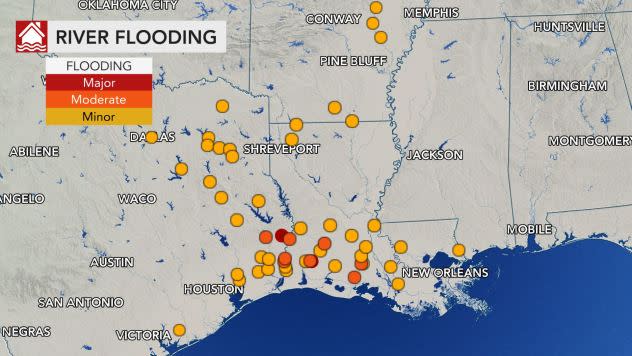 River flooding Louisiana & Texas 5/18/21