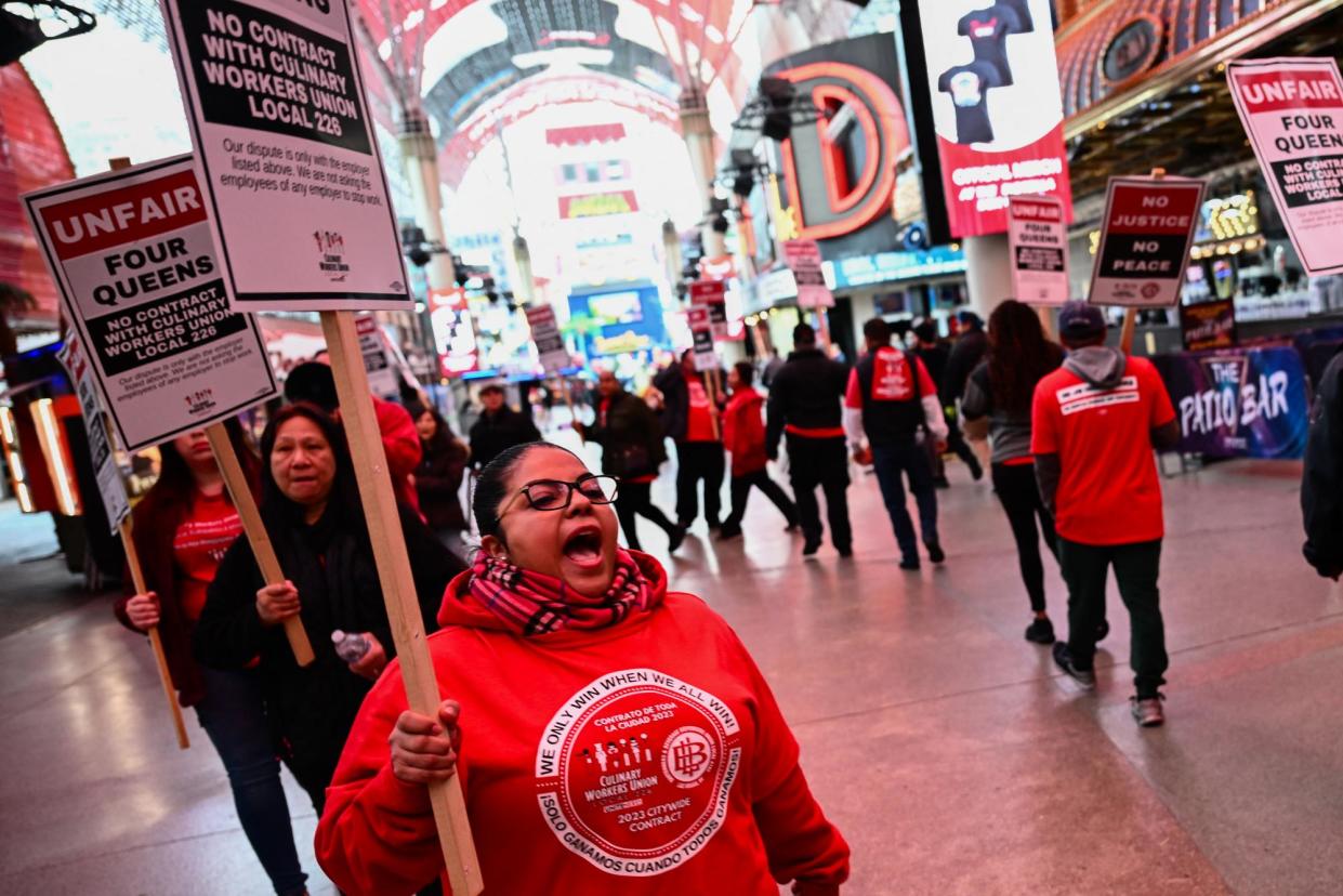 <span>The Culinary Union in Las Vegas, which threatened a strike earlier in February, assists members with up to $25,000 for down payments on homes.</span><span>Photograph: Patrick T Fallon/AFP/Getty Images</span>