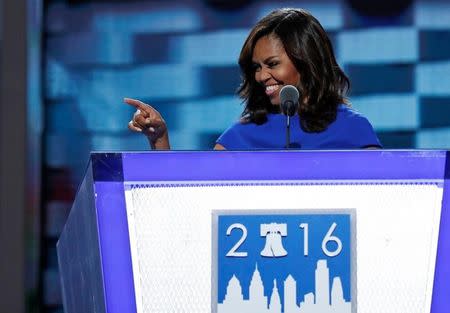 U.S. first lady Michelle Obama speaks at the Democratic National Convention in Philadelphia, Pennsylvania, U.S. July 25, 2016. REUTERS/Mark Kauzlarich