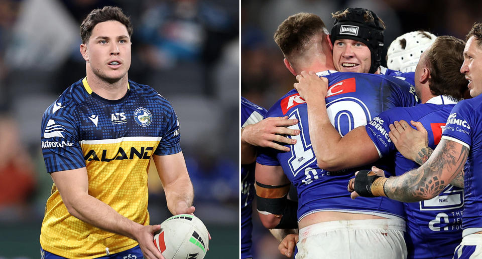 Mitch Moses and Matt Burton both put their hands up for State of Origin selection during Monday's NRL thriller between the Eels and Bulldogs. Pic: Getty