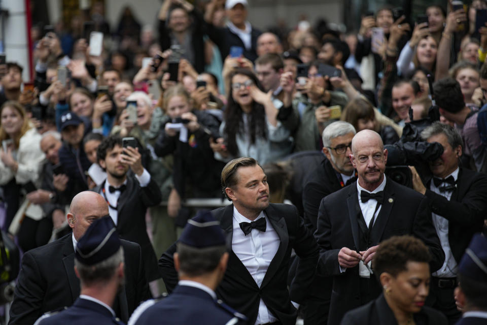 Leonardo DiCaprio poses for photographers upon arrival at the premiere of the film 'Killers of the Flower Moon' at the 76th international film festival, Cannes, southern France, Saturday, May 20, 2023. (AP Photo/Daniel Cole)