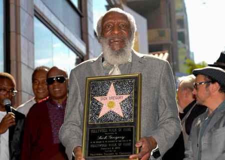 FILE PHOTO - Comedian Dick Gregory receives his star on Star on the Hollywood Walk of Fame in Los Angeles, California February 2, 2015. REUTERS/Gus Ruelas/File Photo