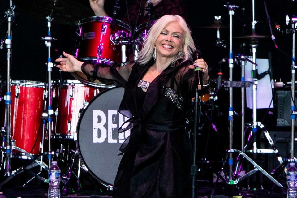 Berlin lead singer Terri Nunn performs at PNC Music Pavilion on Wednesday night.