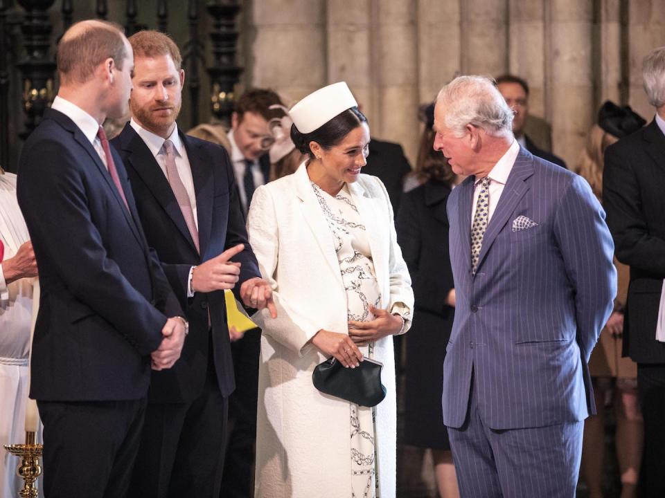 The Duchess of Sussex talks with Prince Charles at the Westminster Abbey Commonwealth day service.
Commonwealth Day has a special significance this year, as 2019 marks the 70th anniversary of the modern Commonwealth, with old ties and new links enabling cooperation towards social, political and economic development which is both inclusive and sustainable. The Commonwealth represents a global network of 53 countries and almost 2.4 billion people, a third of the world’s population, of whom 60 percent are under 30 years old.
Each year the Commonwealth adopts a theme upon which the Service is based. This year’s theme ‘A Connected Commonwealth’ speaks of the practical value and global engagement made possible as a result of cooperation between the culturally diverse and widely dispersed family of nations, who work together in friendship and goodwill.
The Commonwealth’s governments, institutions and people connect at many levels, including through parliaments and universities. They work together to protect the natural environment and the ocean which connects many Commonwealth nations, shore to shore. Cooperation on trade encourages inclusive economic empowerment for all people - particularly women, youth and marginalised communities. The Commonwealth’s friendly sporting rivalry encourages people to participate in sport for development and peace.