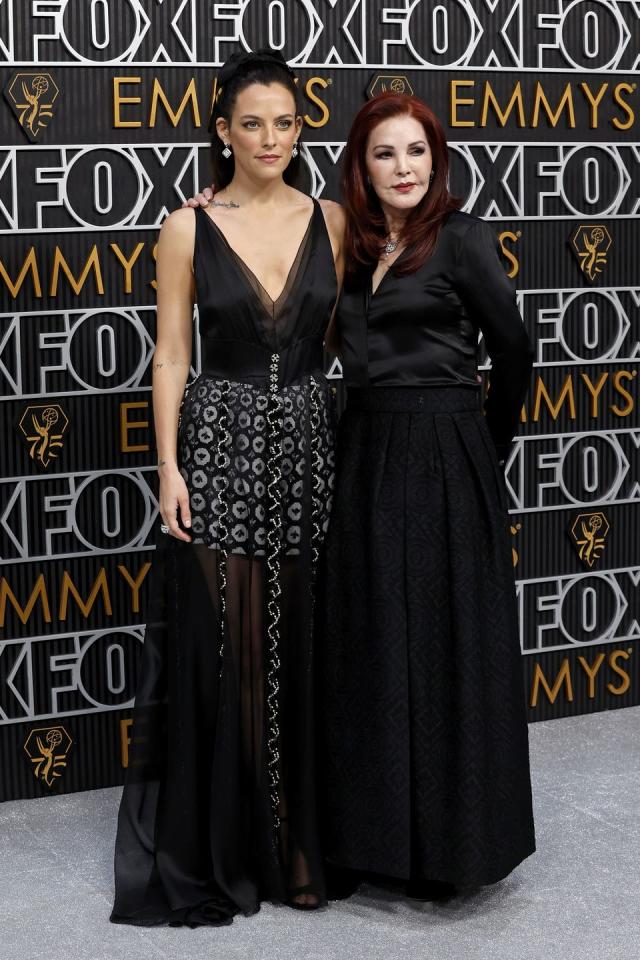 Riley Keough and Priscilla Presley Matched in Black at the Emmys