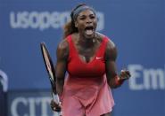 Serena Williams of the U.S. celebrates after defeating Li Na of China at the U.S. Open tennis championships in New York September 6, 2013. REUTERS/Eduardo Munoz