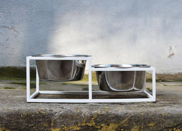 Custom Modern Elevated Dog Bowl Stand Mid-century Feeding Stand