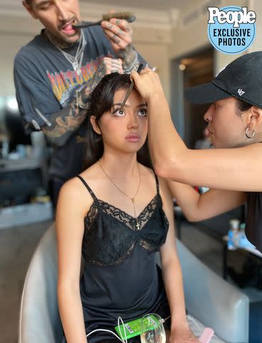 <p>Courtesy of Revlon</p> Nailea Devora gets ready for a Revlon event.