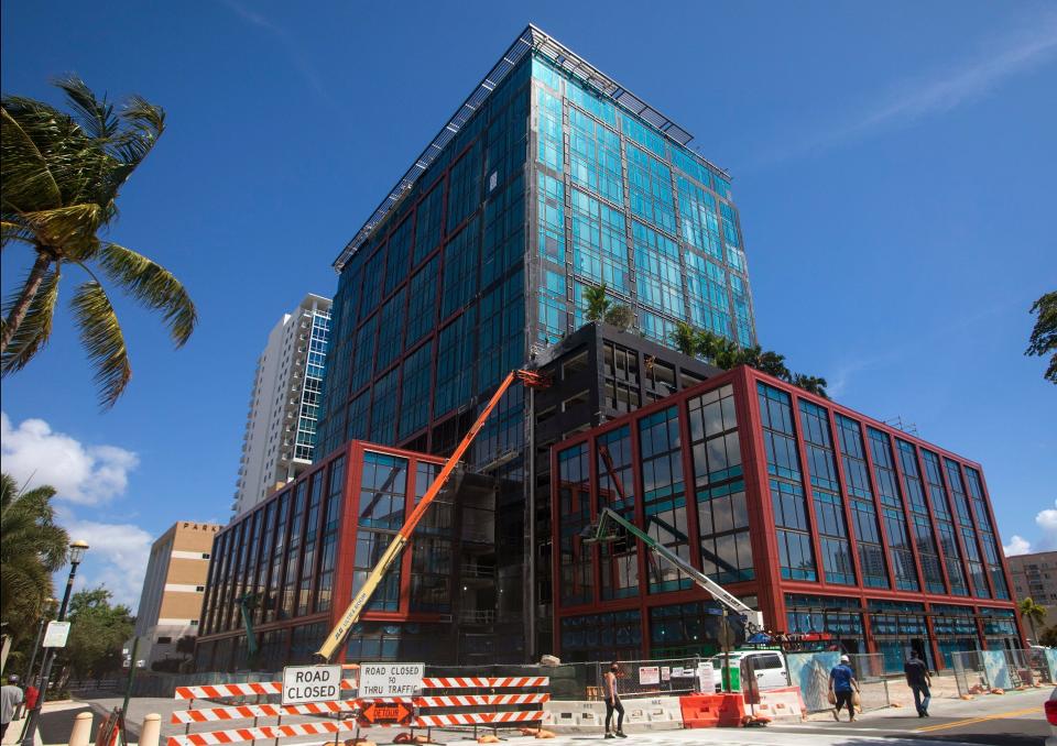 The 360 Rosemary, a 20-story, 300,000-square foot office building in downtown West Palm Beach as it was under construction on March 16, 2021.