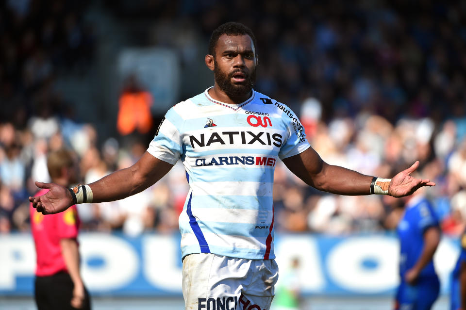 Racing's Fijian lock Leone Nakarawa reacts during the Top14 rugby union match between Castres Olympique and Racing 92 at The Pierre Fabre Stadium in Castres, southern France on February 24, 2019. (Photo by REMY GABALDA / AFP)        (Photo credit should read REMY GABALDA/AFP/Getty Images)