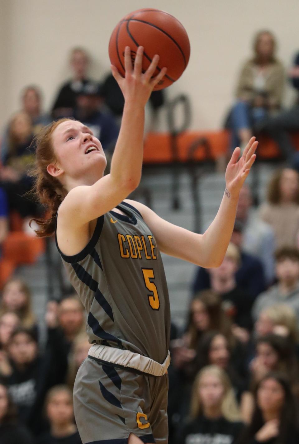 Copley's Audrey Parker shoots against Bryan in a Division II regional final March 8 in Mansfield.