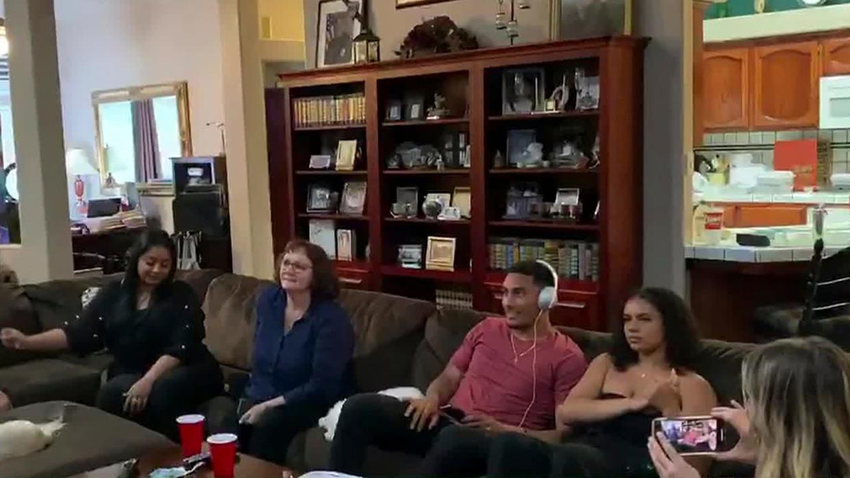 Jordan Love is seen here in his family home with his mom, left, as he watched the Green Bay Packers select him in the first round of the 2020 NFL draft. Love credits Anna Love for him sticking with football after his dad died when he was 14 years old.