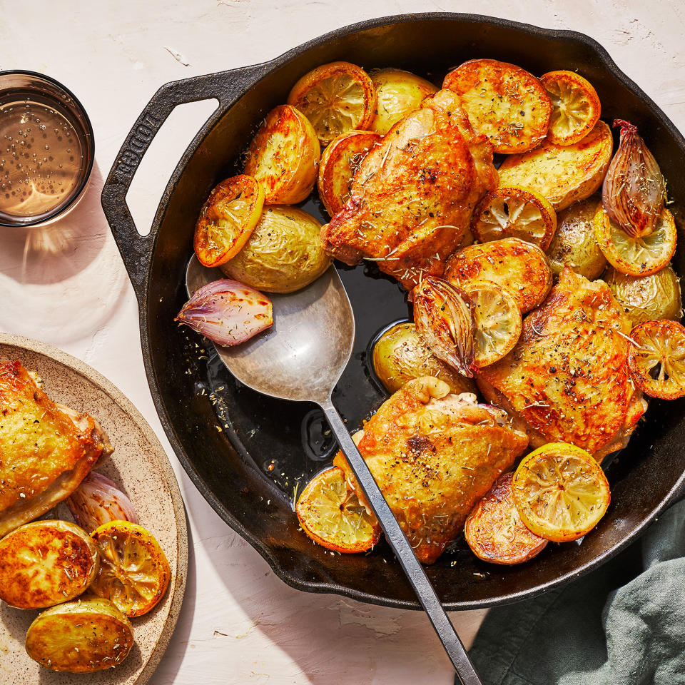 Skillet Honey-Lemon Chicken Thighs with Potatoes