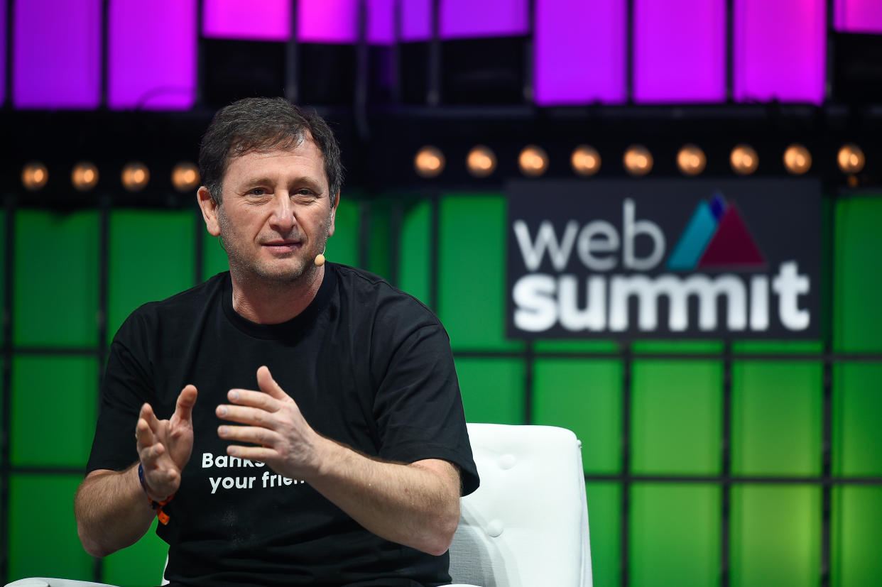 LISBON, PORTUGAL - 2021/11/04: Alex Mashinsky, Founder and CEO at Celsius, addresses the audience during the last day of the Web Summit 2021 in Lisbon. (Photo by Bruno de Carvalho/SOPA Images/LightRocket via Getty Images)