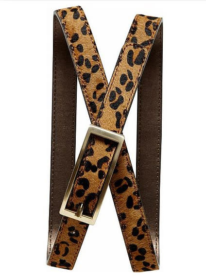 A leopard print belt can inject a sassy touch to just about any ensemble. We'd wrap it around a…
