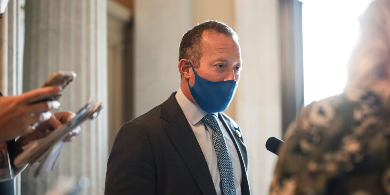 Democratic Rep. Josh Gottheimer of New Jersey speaks to reporters outside of the House Chambers of the U.S. Capitol on September 23, 2021.