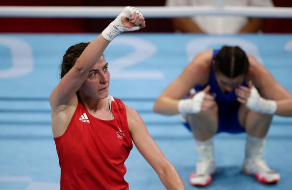 Karriss Artingstall of celebrates her quarter-final win against Skye Nicolson of Australia earlier this week.