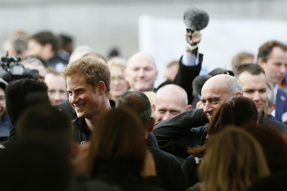 Britain's Prince Harry attends the Walking with the Wounded South Pole Allied Challenge 2013 British team departure event at Trafalgar Square in London