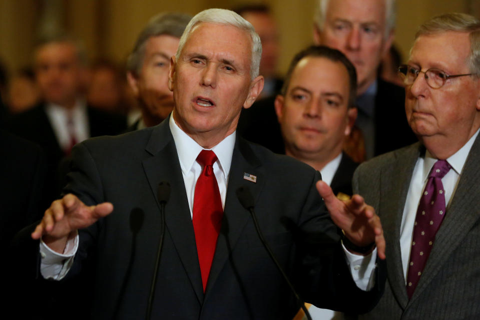 Vice Preident-elect Mike Pence has been working with congress to plan the Obamacare repeal. Source: Reuters