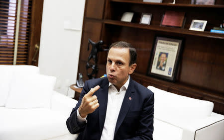 Sao Paulo's Mayor Joao Doria talks during an interview with Reuters in Sao Paulo, Brazil, April 4, 2017. REUTERS/Nacho Doce