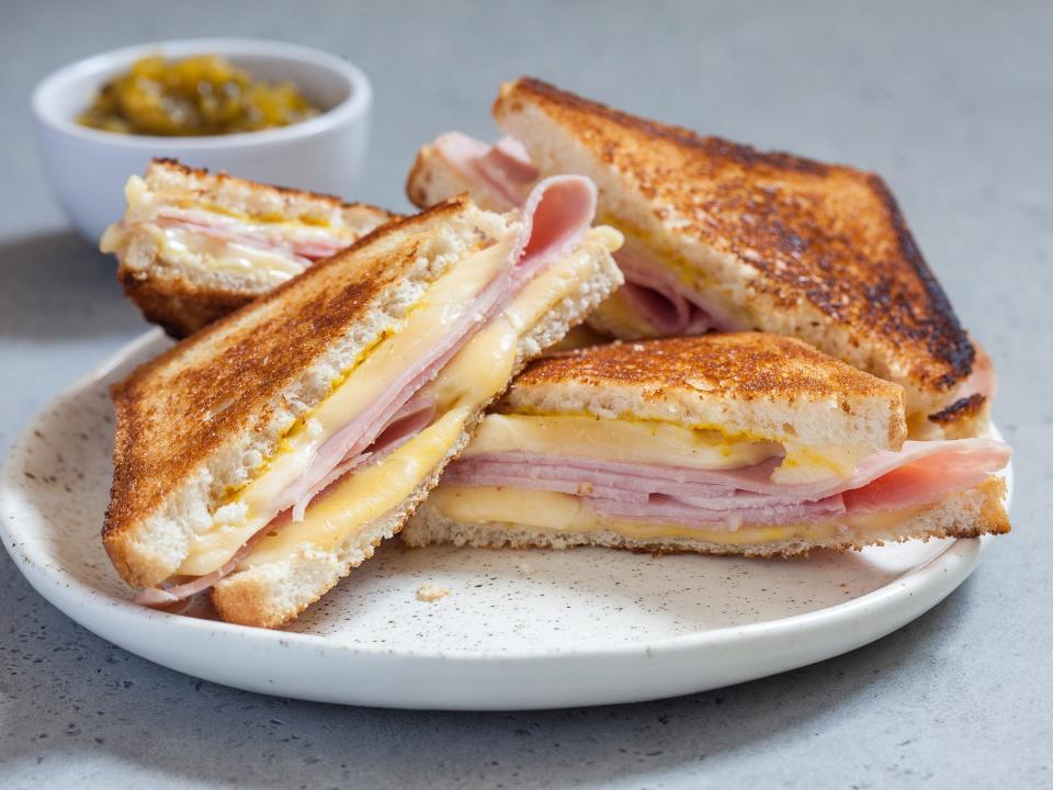 grilled ham and cheese sandwiches