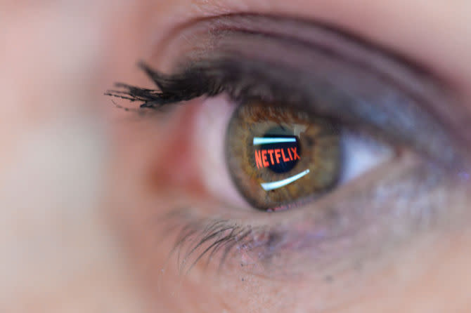 Picture of an eye looking at the Netflix logo