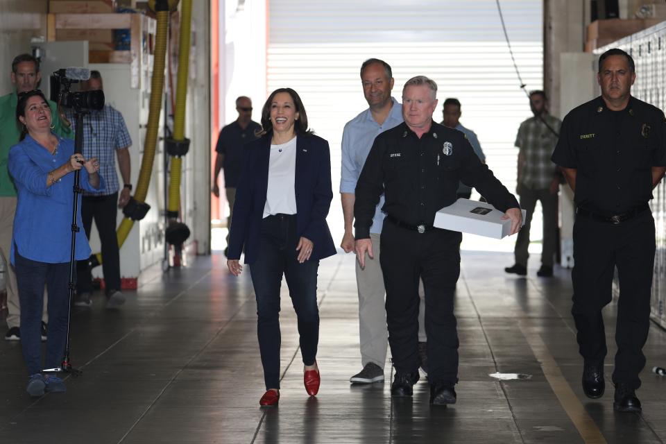 United States Vice President Kamala Harris and her husband Second Gentleman Douglas Emhoff visit the LAFD Station 19 in Los Angeles, California. - Credit: David Swanson - Pool via CNP / MEGA