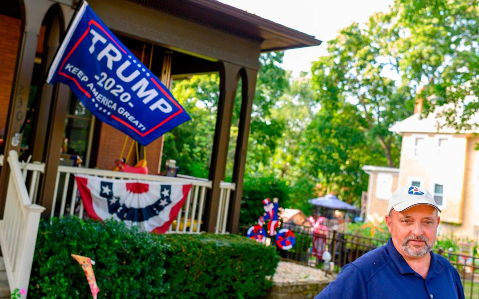 Tom Moran is an avid Trump supporter who lives a few houses away from Joe Biden's childhood home - ERIC BARADAT /AFP