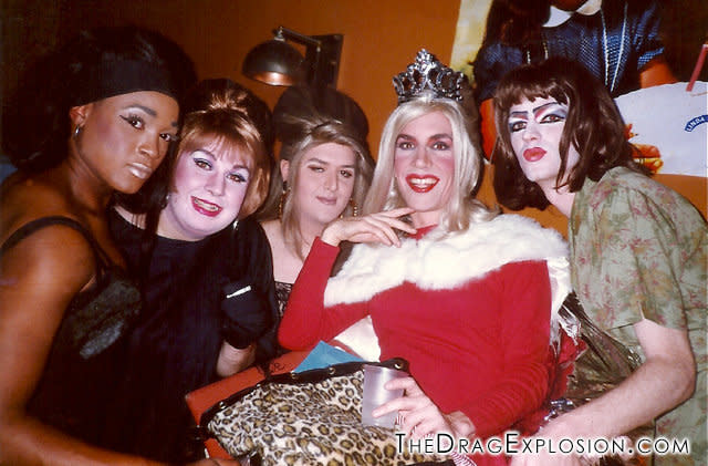 Afrodite, Sweetie, Faux Pas, Linda and Flloyd at the Building in 1991. (Photo: Linda Simpson -- The Drag Explosion)