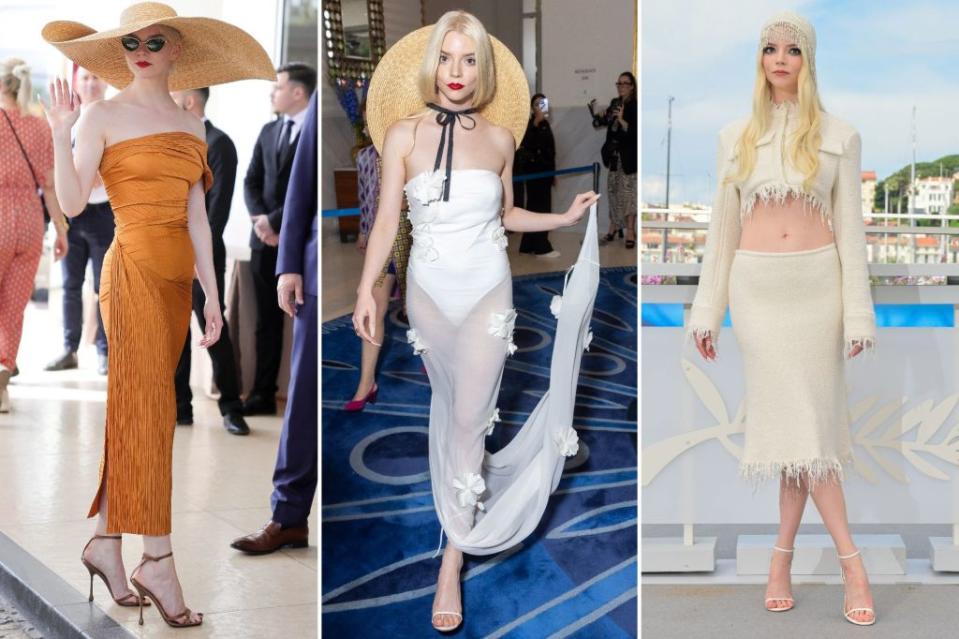 The actress wears Atlein (from left), Jacquemus and Jil Sander in three wide-ranging looks at the 77th Cannes Film Festival in May. Images: Getty