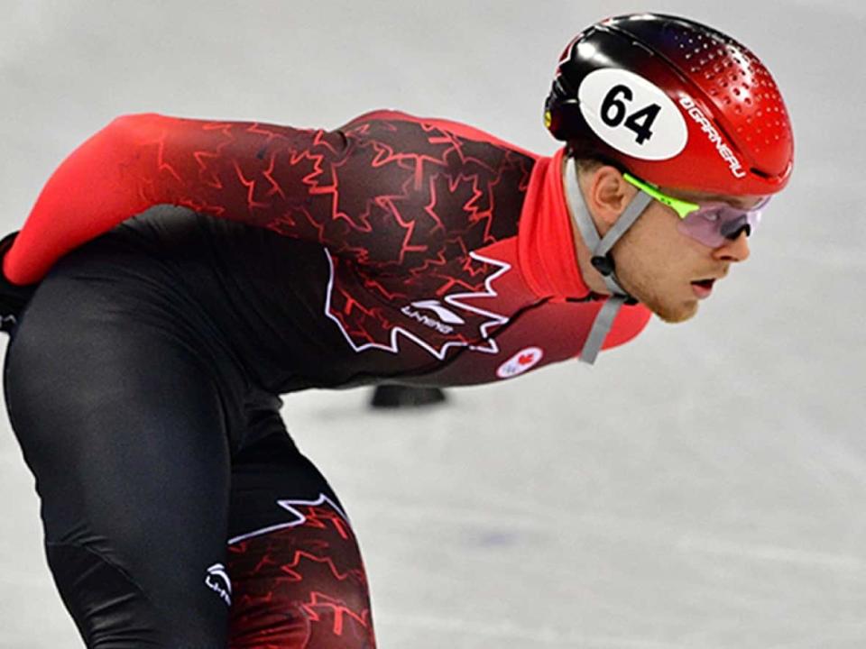 Montreal's Pascal Dion made it 3-for-3 in podium finishes this season over 1,000 metres, placing second to South Korea's Hwang Daeheon at a World Cup event on Sunday in Debrecen, Hungary. He also helped Canada's men to relay gold in the 5,000 event. (Mladen Antonov/AFP via Getty Images/File - image credit)