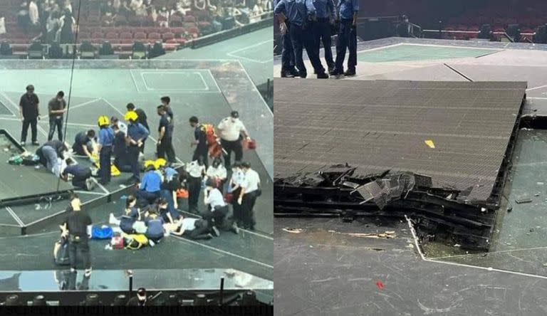 Conmoción en Hong Kong, China: se desplomó una pantalla gigante y aplastó a dos bailarines en pleno recital