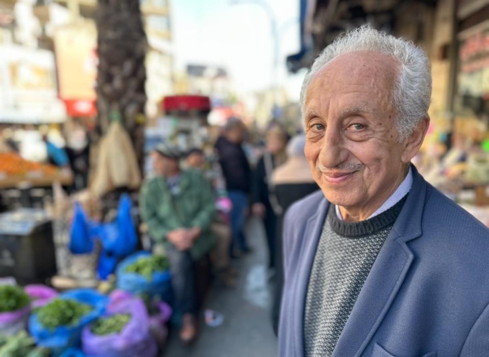 Amad Omar in downtown Ramallah, where he owns a jewelry store. For decades, he ran a store in Chicago, but returned to his hometown here on the West Bank.